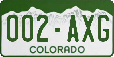 CO license plate 002AXG
