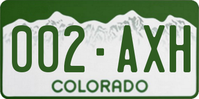CO license plate 002AXH