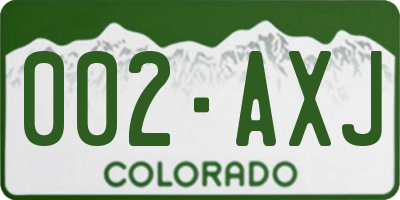 CO license plate 002AXJ