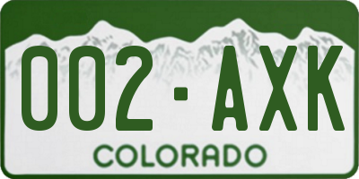 CO license plate 002AXK