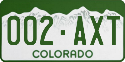 CO license plate 002AXT
