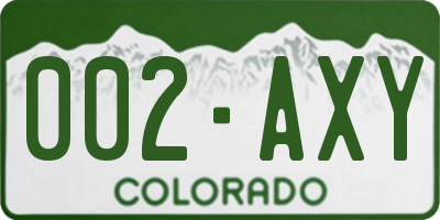 CO license plate 002AXY
