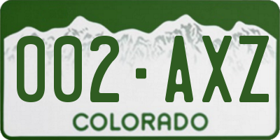 CO license plate 002AXZ