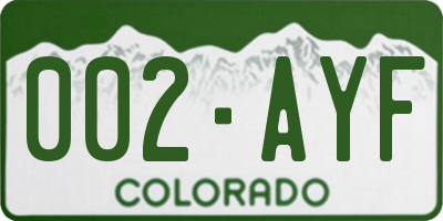 CO license plate 002AYF