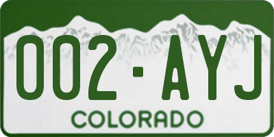 CO license plate 002AYJ