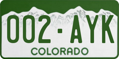 CO license plate 002AYK