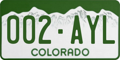 CO license plate 002AYL