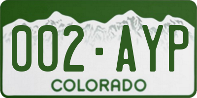 CO license plate 002AYP