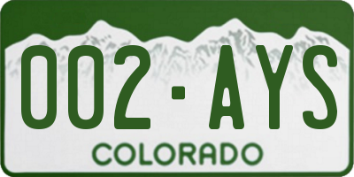 CO license plate 002AYS