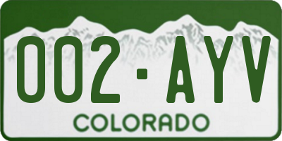 CO license plate 002AYV