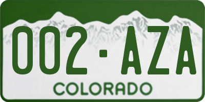 CO license plate 002AZA