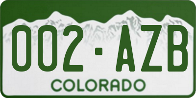 CO license plate 002AZB