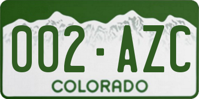 CO license plate 002AZC
