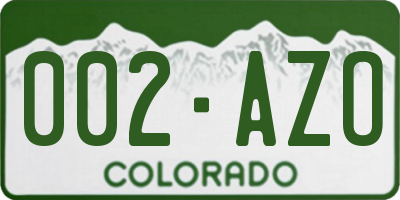 CO license plate 002AZO