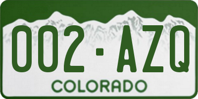 CO license plate 002AZQ