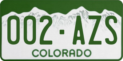 CO license plate 002AZS