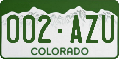 CO license plate 002AZU