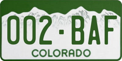 CO license plate 002BAF