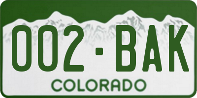 CO license plate 002BAK