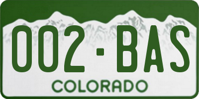 CO license plate 002BAS