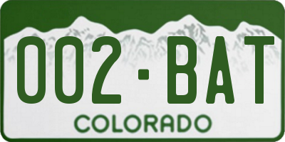 CO license plate 002BAT