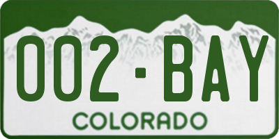 CO license plate 002BAY