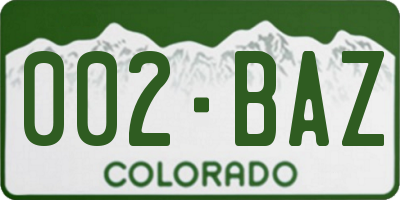 CO license plate 002BAZ