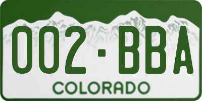 CO license plate 002BBA