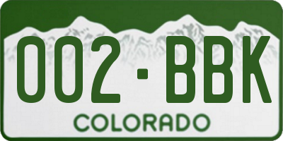 CO license plate 002BBK