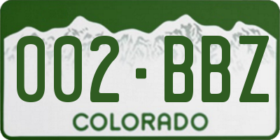 CO license plate 002BBZ