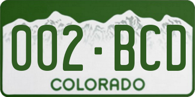 CO license plate 002BCD