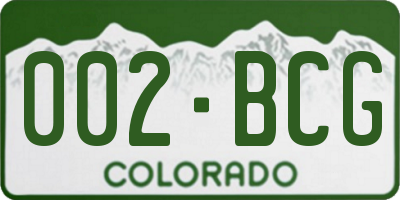 CO license plate 002BCG