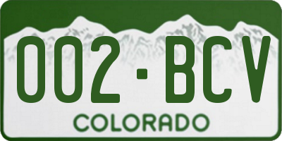 CO license plate 002BCV