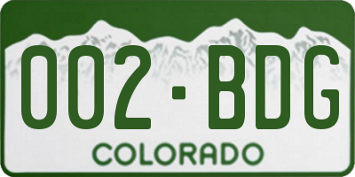 CO license plate 002BDG