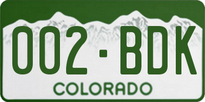 CO license plate 002BDK