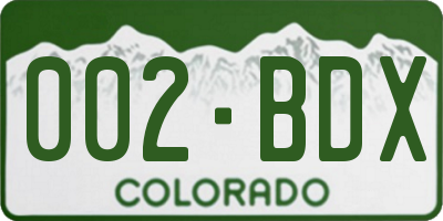 CO license plate 002BDX