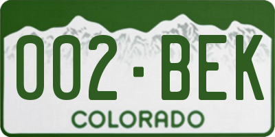 CO license plate 002BEK
