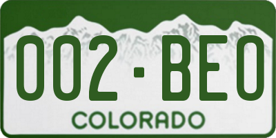 CO license plate 002BEO
