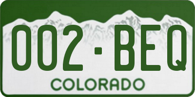 CO license plate 002BEQ