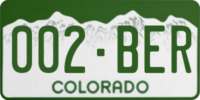 CO license plate 002BER
