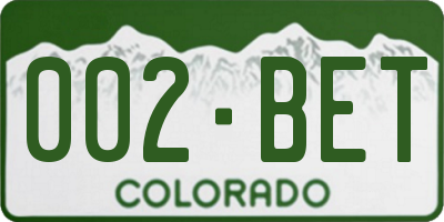 CO license plate 002BET