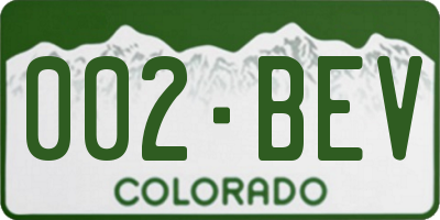 CO license plate 002BEV