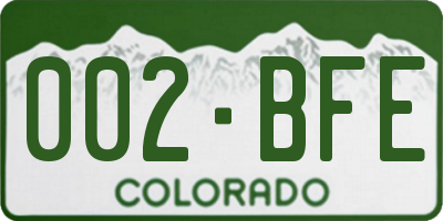 CO license plate 002BFE
