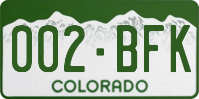CO license plate 002BFK