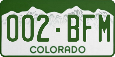 CO license plate 002BFM
