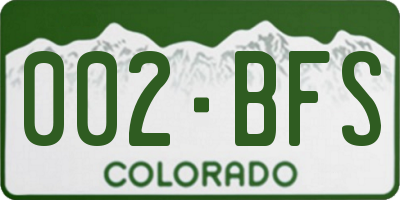 CO license plate 002BFS