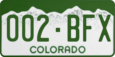 CO license plate 002BFX