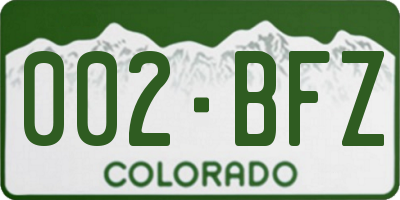 CO license plate 002BFZ