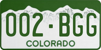 CO license plate 002BGG