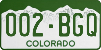 CO license plate 002BGQ